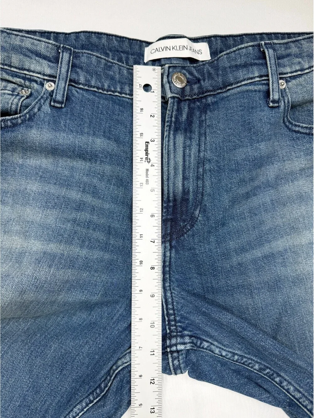 Calvin Klein Men's Jeans Slim Straight Medium Wash Mid Rise Solid Size 38 Blue